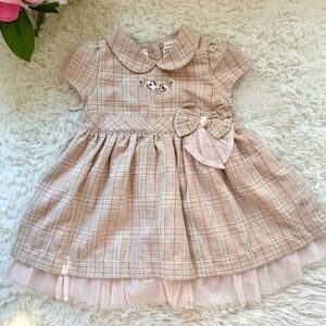 Laura Ashley Cottagecore Plaid Dress Ruffled Tulle 9M Baby Girl